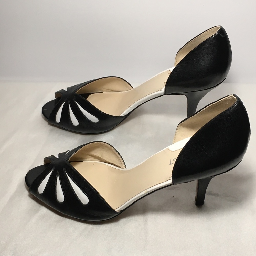 Nine West Peep Toe Black and White Heels Size 9M